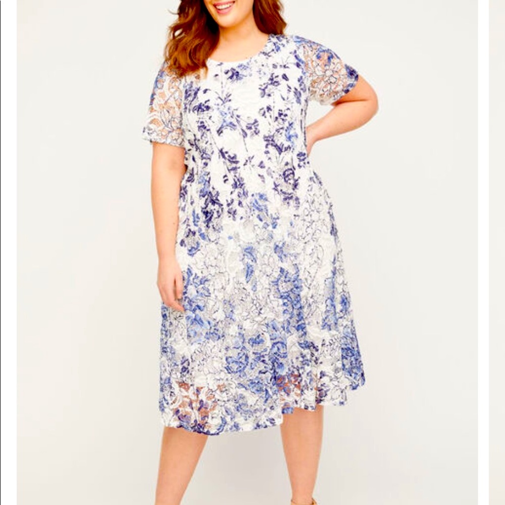 Catherine’s a line indigo crochet dress 3x